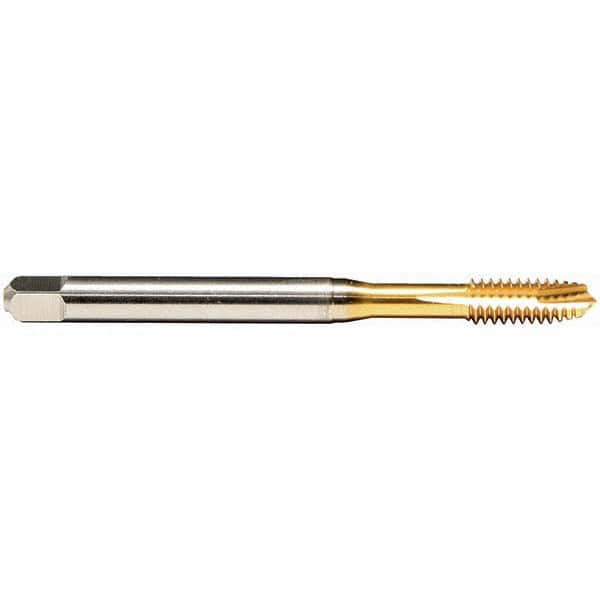 Emuge - M5x0.50 Metric Fine 6H 3 Flute TiN Finish HSS-E Spiral Point Tap - Americas Industrial Supply