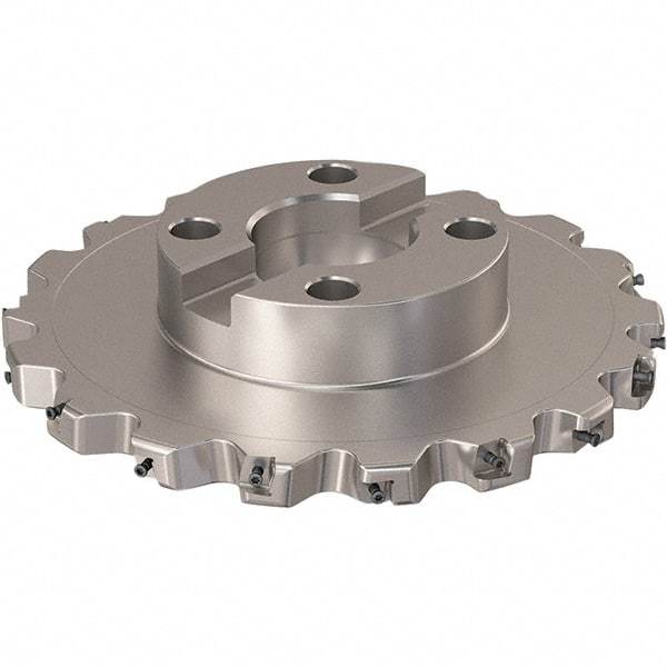 Seco - Shell Mount Connection, 0.787" Cutting Width, 59.31mm Depth of Cut, 250mm Cutter Diam, 60mm Hole Diam, 9 Tooth Indexable Slotting Cutter - R335.25 Toolholder, XNHQ 12 Insert, Right Hand Cutting Direction - Americas Industrial Supply
