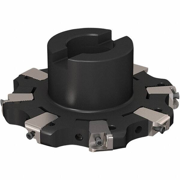 Seco - Shell Mount Connection, 17/32" Cutting Width, 32.32mm Depth of Cut, 125mm Cutter Diam, 32mm Hole Diam, 4 Tooth Indexable Slotting Cutter - R335.25 Toolholder, XNHQ 1407 Insert, Right Hand Cutting Direction - Americas Industrial Supply