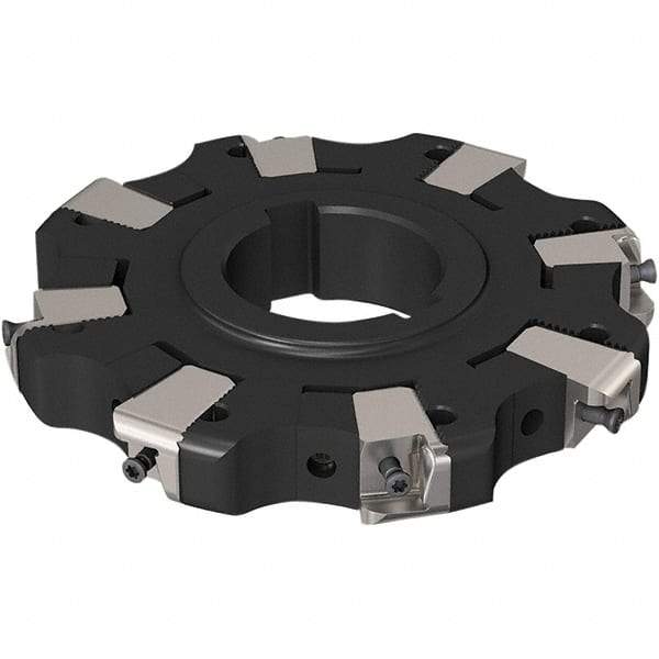 Seco - Arbor Hole Connection, 0.669" Cutting Width, 32.9mm Depth of Cut, 125mm Cutter Diam, 40mm Hole Diam, 4 Tooth Indexable Slotting Cutter - R335.25 Toolholder, XNHQ 1407 Insert, Neutral Cutting Direction - Americas Industrial Supply