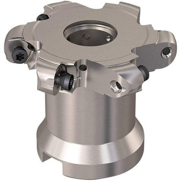Seco - Shell Mount Connection, 0.472" Cutting Width, 15mm Depth of Cut, 63mm Cutter Diam, 22mm Hole Diam, 3 Tooth Indexable Slotting Cutter - R335.29 Toolholder, RP.. 1204 Insert, Right Hand Cutting Direction - Americas Industrial Supply