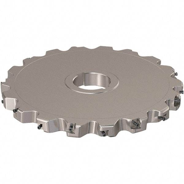Seco - Arbor Hole Connection, 0.787" Cutting Width, 88.45mm Depth of Cut, 250mm Cutter Diam, 50mm Hole Diam, 9 Tooth Indexable Slotting Cutter - R335.25 Toolholder, XNHQ 12 Insert, Neutral Cutting Direction - Americas Industrial Supply