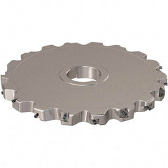 Seco - Arbor Hole Connection, 0.787" Cutting Width, 88.45mm Depth of Cut, 250mm Cutter Diam, 50mm Hole Diam, 9 Tooth Indexable Slotting Cutter - R335.25 Toolholder, XNHQ 12 Insert, Neutral Cutting Direction - Americas Industrial Supply