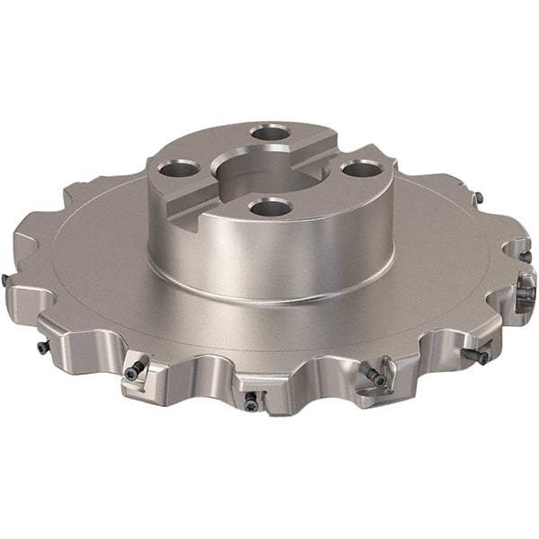 Seco - Shell Mount Connection, 0.787" Cutting Width, 54.31mm Depth of Cut, 200mm Cutter Diam, 40mm Hole Diam, 7 Tooth Indexable Slotting Cutter - R335.25 Toolholder, XNHQ 12 Insert, Right Hand Cutting Direction - Americas Industrial Supply