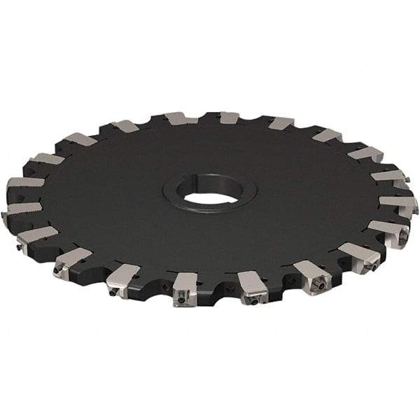 Seco - Arbor Hole Connection, 17/32" Cutting Width, 121.04mm Depth of Cut, 315mm Cutter Diam, 50mm Hole Diam, 10 Tooth Indexable Slotting Cutter - R335.25 Toolholder, XNHQ 1407 Insert, Neutral Cutting Direction - Americas Industrial Supply