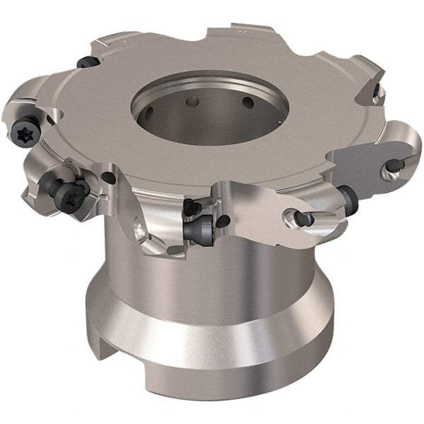 Seco - Shell Mount Connection, 0.472" Cutting Width, 20mm Depth of Cut, 80mm Cutter Diam, 27mm Hole Diam, 4 Tooth Indexable Slotting Cutter - R335.29 Toolholder, RP.. 1204 Insert, Right Hand Cutting Direction - Americas Industrial Supply