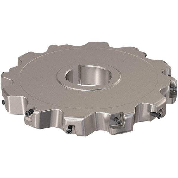 Seco - Arbor Hole Connection, 0.787" Cutting Width, 51.45mm Depth of Cut, 160mm Cutter Diam, 40mm Hole Diam, 6 Tooth Indexable Slotting Cutter - R335.25 Toolholder, XNHQ 12 Insert, Neutral Cutting Direction - Americas Industrial Supply
