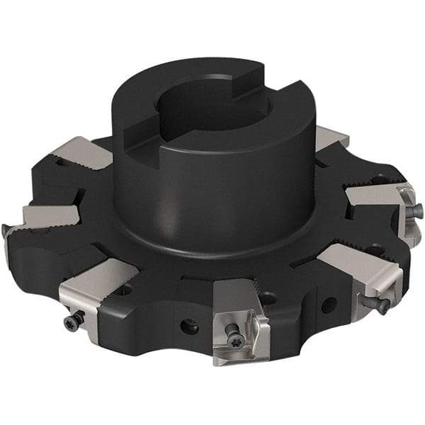 Seco - Shell Mount Connection, 0.669" Cutting Width, 32.32mm Depth of Cut, 125mm Cutter Diam, 32mm Hole Diam, 4 Tooth Indexable Slotting Cutter - R335.25 Toolholder, XNHQ 1407 Insert, Right Hand Cutting Direction - Americas Industrial Supply