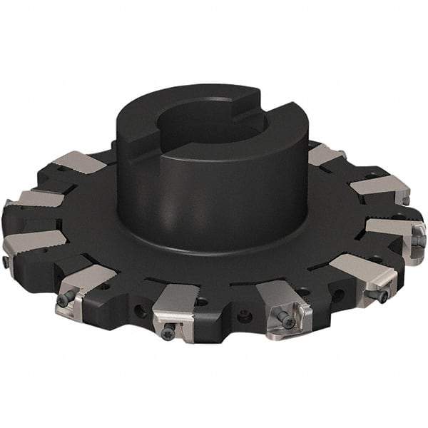 Seco - Shell Mount Connection, 17/32" Cutting Width, 43.82mm Depth of Cut, 160mm Cutter Diam, 40mm Hole Diam, 6 Tooth Indexable Slotting Cutter - R335.25 Toolholder, XNHQ 1407 Insert, Right Hand Cutting Direction - Americas Industrial Supply