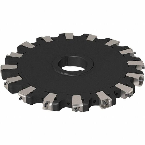 Seco - Arbor Hole Connection, 0.669" Cutting Width, 88.5mm Depth of Cut, 250mm Cutter Diam, 50mm Hole Diam, 8 Tooth Indexable Slotting Cutter - R335.25 Toolholder, XNHQ 1407 Insert, Neutral Cutting Direction - Americas Industrial Supply