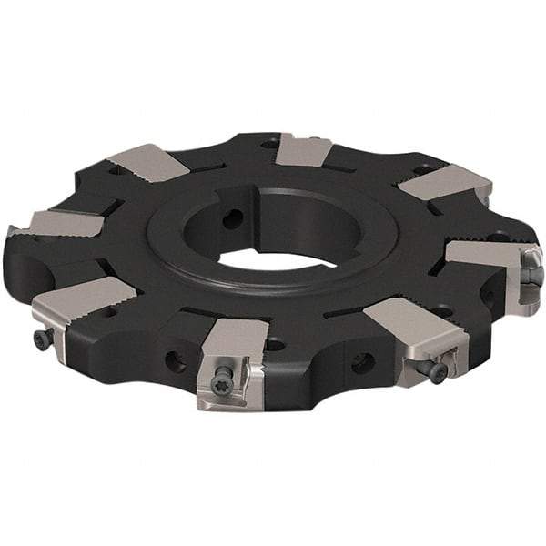 Seco - Arbor Hole Connection, 17/32" Cutting Width, 32.92mm Depth of Cut, 125mm Cutter Diam, 40mm Hole Diam, 4 Tooth Indexable Slotting Cutter - R335.25 Toolholder, XNHQ 1407 Insert, Neutral Cutting Direction - Americas Industrial Supply