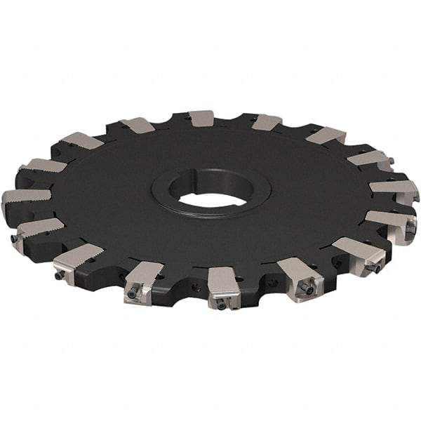 Seco - Arbor Hole Connection, 17/32" Cutting Width, 88.54mm Depth of Cut, 250mm Cutter Diam, 50mm Hole Diam, 8 Tooth Indexable Slotting Cutter - R335.25 Toolholder, XNHQ 1407 Insert, Neutral Cutting Direction - Americas Industrial Supply