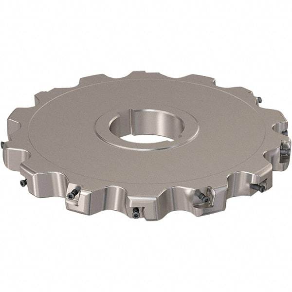 Seco - Arbor Hole Connection, 0.787" Cutting Width, 64.34mm Depth of Cut, 200mm Cutter Diam, 50mm Hole Diam, 7 Tooth Indexable Slotting Cutter - R335.25 Toolholder, XNHQ 12 Insert, Neutral Cutting Direction - Americas Industrial Supply