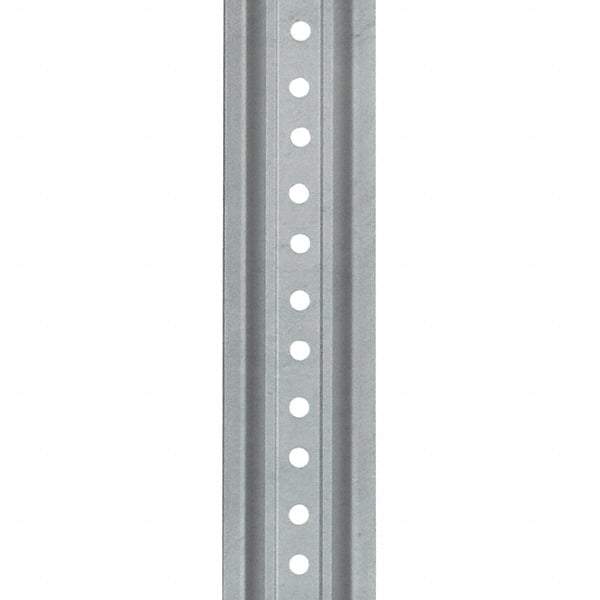 Nucor - 8' High, Galvanized Traffic Sign Post - Steel, 3/8" Hole Diam, Silver - Americas Industrial Supply