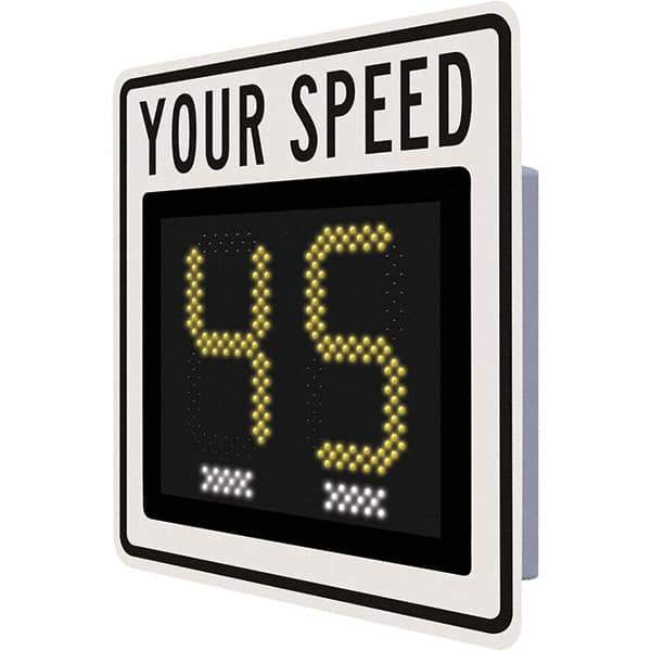 TrafficLogix - "Your Speed", 28" Wide x 28" High, Aluminum Speed Limit Signs - Black on White, High Intensity Reflectivity, Square, Post Mount - Americas Industrial Supply