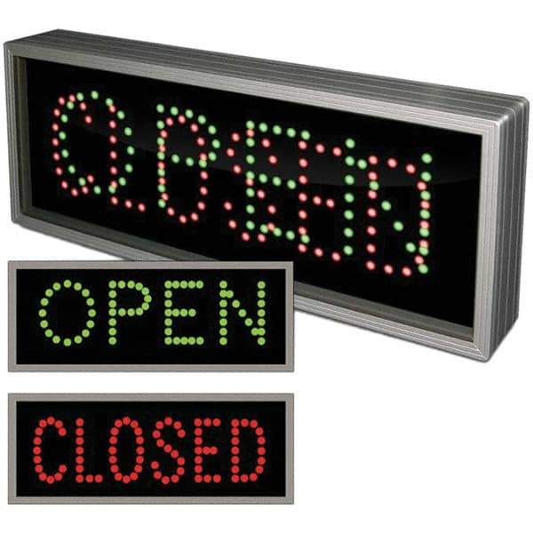 TAPCO - "Open/Closed", 7" Wide x 18" High, Aluminum Signal - Red/Green/Black, Rectangle, Wall Mount - Americas Industrial Supply