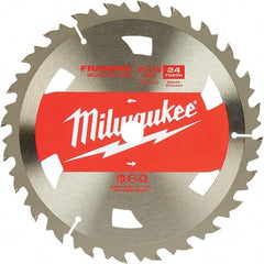 Milwaukee Tool - 7-1/4" Diam, 5/8" Arbor Hole Diam, 24 Tooth Wet & Dry Cut Saw Blade - Tungsten Carbide-Tipped, Framing Action, Standard Round Arbor - Americas Industrial Supply