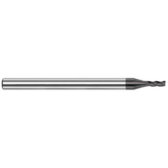 Square End Mill: 3/16'' Dia, 1'' LOC, 3/16'' Shank Dia, 3'' OAL, 3 Flutes, Solid Carbide Single End, Amorphous Diamond Finish, 42 ° Variable Helix, Centercutting, RH Cut, RH Flute