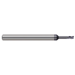 Square End Mill: 1/16'' Dia, 3/32'' LOC, 1/8'' Shank Dia, 2-1/2'' OAL, 4 Flutes, Solid Carbide Single End, AlTiN Nano Finish, 34 ° Variable Helix, Centercutting, RH Cut, RH Flute