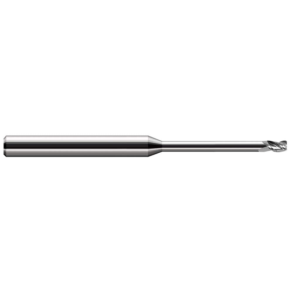 Corner Radius End Mill: 0.078″ Dia, 0.117″ LOC, 1/64″ Radius, 3 Flutes, Solid Carbide 2-1/2″ OAL, 1/8″ Shank Dia, 30 ° Helix, Bright/Uncoated, Corner Radius End