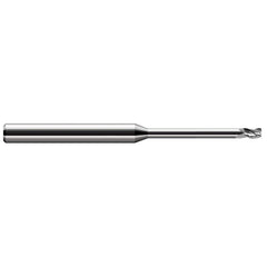 Corner Radius End Mill: 0.047″ Dia, 0.071″ LOC, 0.005″ Radius, 3 Flutes, Solid Carbide 2-1/2″ OAL, 1/8″ Shank Dia, 30 ° Helix, Bright/Uncoated, Corner Radius End
