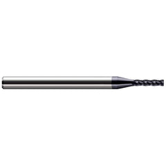 Corner Radius End Mill: 0.1″ Dia, 1/2″ LOC, 0.01″ Radius, 4 Flutes, Solid Carbide 2-1/2″ OAL, 1/8″ Shank Dia, 30 ° Helix, AlTiN Coated, Corner Radius End