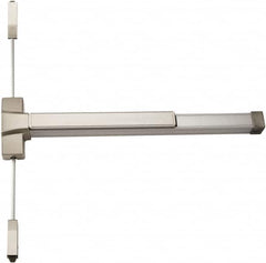 PDQ - Fire Rated, Nonhanded, Surface Vertical Rod - Antimicrobial Coated, Satin Stainless Steel Finish, 27 to 36" Door Width, Grade 1 - Americas Industrial Supply