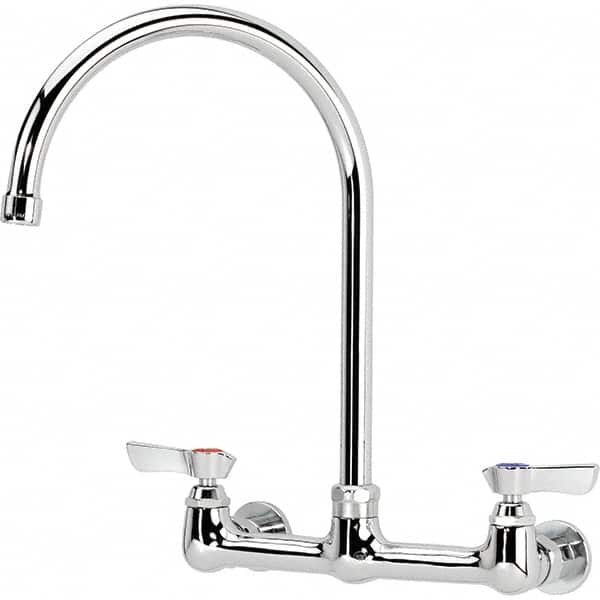 Krowne - Wall Mount, Service Sink Faucet without Spray - Two Handle, Blade Handle, Gooseneck Spout, No Drain - Americas Industrial Supply