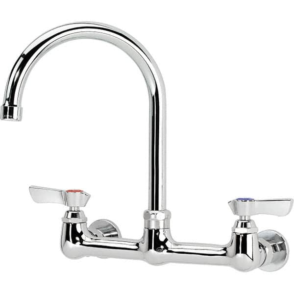 Krowne - Wall Mount, Service Sink Faucet without Spray - Two Handle, Blade Handle, Gooseneck Spout, No Drain - Americas Industrial Supply