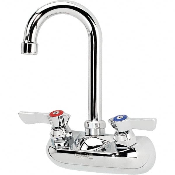 Krowne - Wall Mount, Bar and Hospitality Faucet without Spray - Two Handle, Color Coded Handle, Standard Spout, No Drain - Americas Industrial Supply