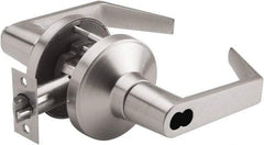 PDQ - Heavy Duty Entrance Lever Lockset - 2-3/4" Back Set, Small Format I/C Less Cylinder, Zinc, Antimicrobial Coated, Satin Chrome Plated Finish - Americas Industrial Supply