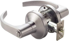 PDQ - Heavy Duty Privacy Lever Lockset - 2-3/4" Back Set, Keyless Cylinder, Zinc, Antimicrobial Coated, Satin Chrome Plated Finish - Americas Industrial Supply