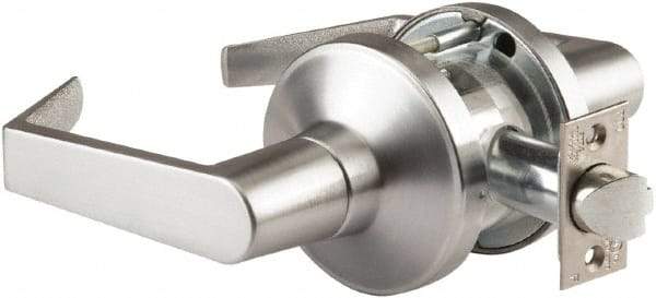 PDQ - Heavy Duty Classroom Lever Lockset - 2-3/4" Back Set, Small Format I/C Less Cylinder, Zinc, Antimicrobial Coated, Satin Chrome Plated Finish - Americas Industrial Supply