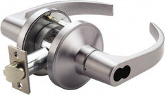 PDQ - Heavy Duty Entrance Lever Lockset - 2-3/4" Back Set, Small Format I/C Less Cylinder, Zinc, Antimicrobial Coated, Satin Chrome Plated Finish - Americas Industrial Supply