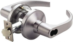 PDQ - Heavy Duty Storeroom Lever Lockset - 2-3/4" Back Set, Small Format I/C Less Cylinder, Zinc, Antimicrobial Coated, Satin Chrome Plated Finish - Americas Industrial Supply
