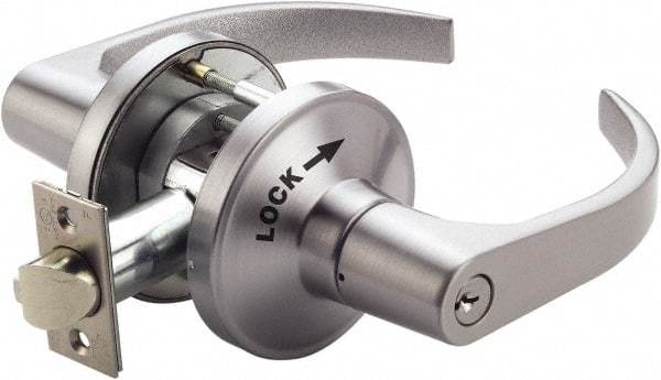 PDQ - Heavy Duty Classroom Intruder Lever Lockset - 2-3/4" Back Set, Small Format I/C Less Cylinder, Zinc, Satin Chrome Plated Finish - Americas Industrial Supply