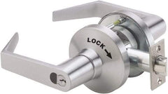 PDQ - Heavy Duty Classroom Intruder Lever Lockset - 2-3/4" Back Set, Small Format I/C Less Cylinder, Zinc, Antimicrobial Coated, Satin Chrome Plated Finish - Americas Industrial Supply