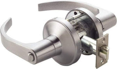 PDQ - Heavy Duty Privacy Lever Lockset - 2-3/4" Back Set, Keyless Cylinder, Zinc, Antimicrobial Coated, Satin Chrome Plated Finish - Americas Industrial Supply