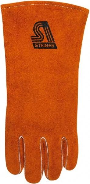 Steiner - Size L Cotton/Foam Lined Cowhide Welding Glove - 14" OAL, Gauntlet Cuff, Wing Thumb, Thumb Strap, For Stick/Arc - Americas Industrial Supply