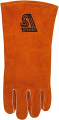 Steiner - Size L Cotton/Foam Lined Cowhide Welding Glove - 14" OAL, Gauntlet Cuff, Wing Thumb, Thumb Strap, For Stick/Arc - Americas Industrial Supply