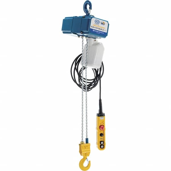 Vestil - 1/2 Ton Capacity, 0 to 20 FPM Lift Speed, 220 Volt, Electric Chain Hoist - 0.5 Output hp, 13' Max Lift - Americas Industrial Supply