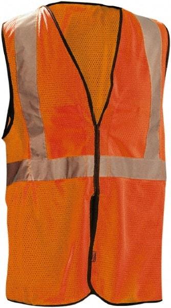 OccuNomix - Size 4X/5XL High Visibility Orange Mesh Breakaway Vest - ANSI 107-2010, Hook & Loop Closure, 2 Pockets, Polyester - Americas Industrial Supply