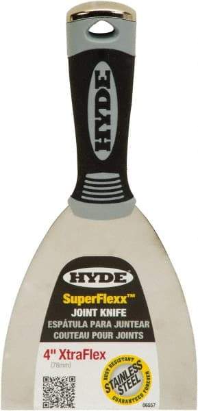 Hyde Tools - 4" Wide Spring Blade Stainless Steel Joint Knife - Flexible, Plastic Handle - Americas Industrial Supply