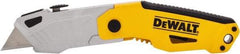 DeWALT - 1-1/4" Blade, 7-1/2" OAL, Utility Blade Folding Knife - 4-1/2" Closed Length, Metal, 3 Blades, 1 Edge - Americas Industrial Supply