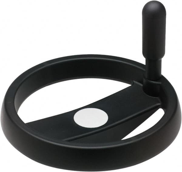 Elesa - 4.92", 2 Spoke Handwheel with Revolving Handle - 0.87" Hub, High Impact Strength Technopolymer, Black Matte Finish - Americas Industrial Supply