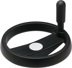 Elesa - 4.92", 2 Spoke Handwheel with Revolving Handle - 0.87" Hub, High Impact Strength Technopolymer, Black Matte Finish - Americas Industrial Supply