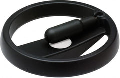 Elesa - 6.3", 2 Spoke Handwheel with Retractable Handle - 1.02" Hub, High Impact Strength Technopolymer, Black Matte Finish - Americas Industrial Supply