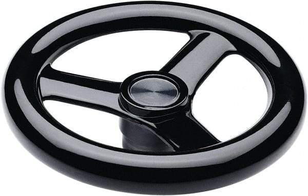 Elesa - 14.76", 3 Spoke Handwheel - 2.28" Hub, Duroplast, Black Glossy Finish - Americas Industrial Supply