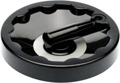 Elesa - 9.8" Diam, Duroplast Handwheel with Fold Away Handle - 1.92" Hub Diam - Americas Industrial Supply
