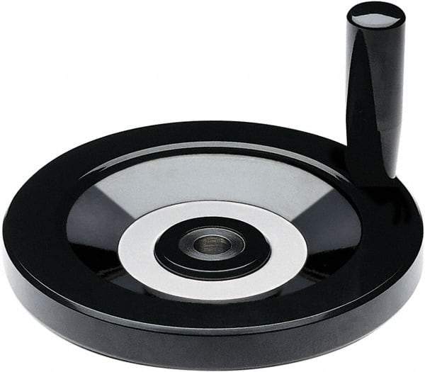 Elesa - 4.92" Diam, Duroplast Handwheel with Handle - 1-1/4" Hub Diam - Americas Industrial Supply